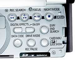 Elura 70 operational panel behind the flip-out LCD display.