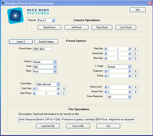 The alternate Layout 2 displays the preset menu items in the same order as you'll find them in the XL2.