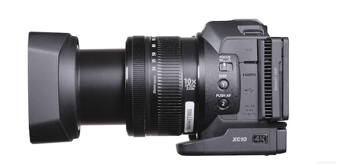 XC10 with lens shade; lens at full telephoto