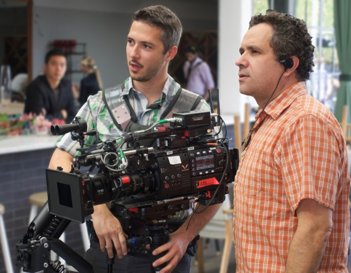 Charles on the right with Steadicam operator Neal Bryant on the set of Mary + Jane