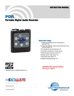 Download the PDR Quick Start Guide PDF.