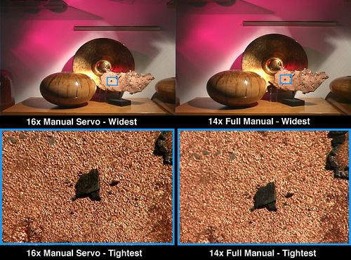 Comparative frame captures of the 16x Manual Servo and 14x Full Manual lenses