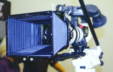 Cavision 4x4 matte box with mounting rails and rotating filter ring.