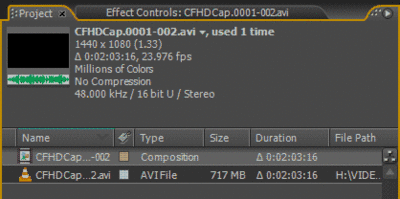 Cineform footage showing up as Black in After Effects CS3-01.gif
