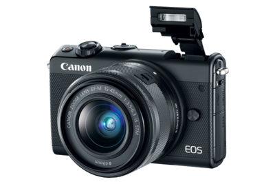 Canon New No4K E0S M100 Mirrorless Digital Camera-eos-m100-black-3q-flash-d.png