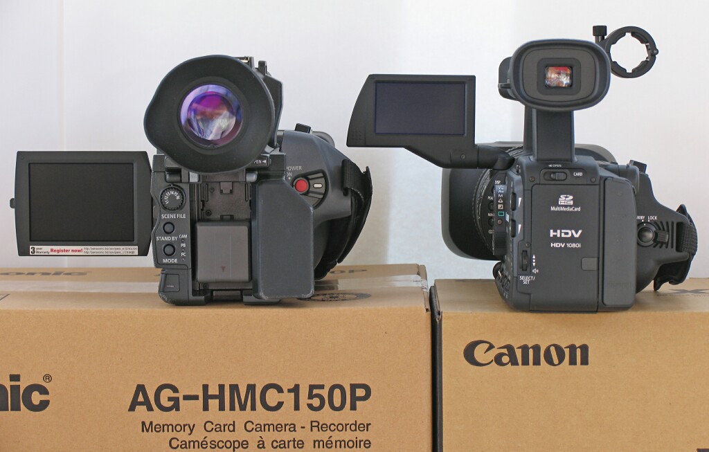 Size comparison for the HMC150 and Canon XH-A1 at DVinfo.net