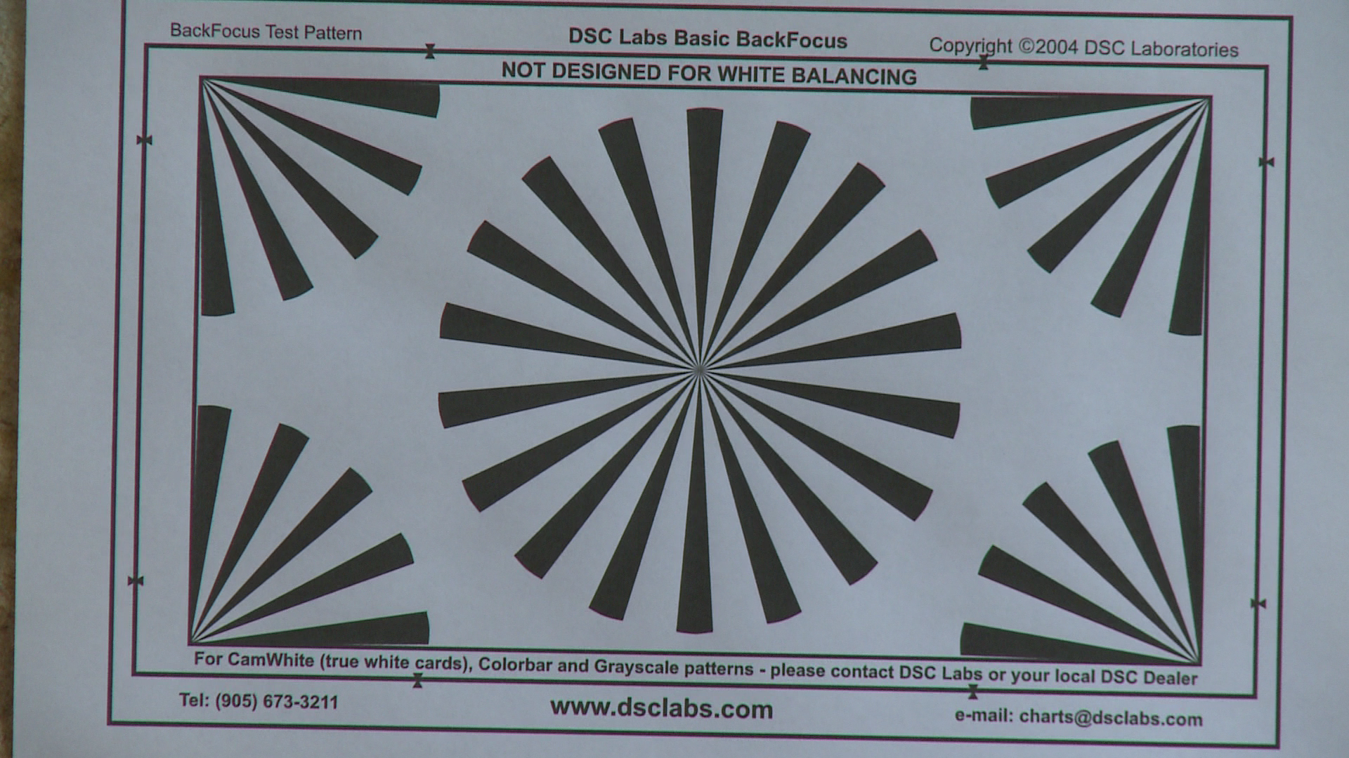 Flange Focal Distance Chart