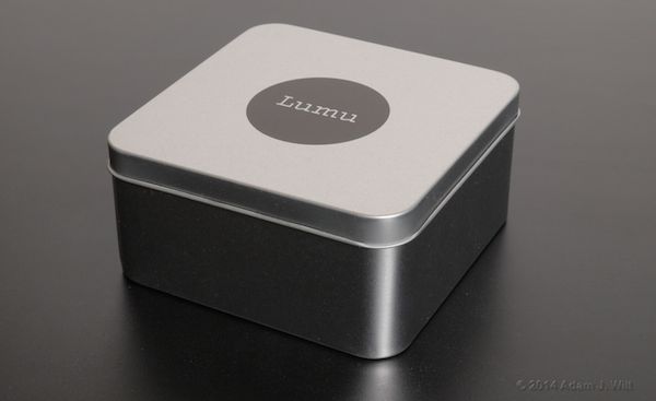 Lumu arrives in this elegant metal box