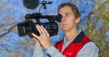 DVi member Tim Polster with the Panasonic AJ-PX270 P2 HD handheld camcorder.