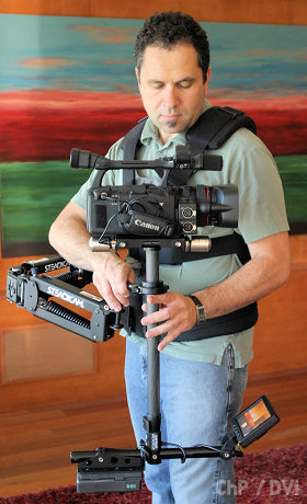 Charles Papert flies the Steadicam Pilot with a Canon XH A1.