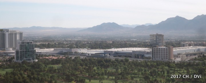 That whole thing is the Las Vegas Convention Center (LVCC). It's much farther away than it looks. It's also bigger than it looks!