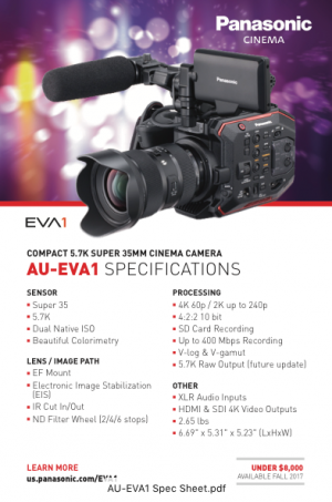 click to download the AU-EVA1 spec sheet